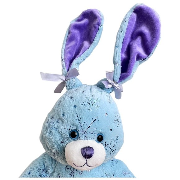 Build A Bear Blue Snowflake Bunny Rabbit Plush Sparkle 17” Retired Easter Purple - Picture 5 of 9